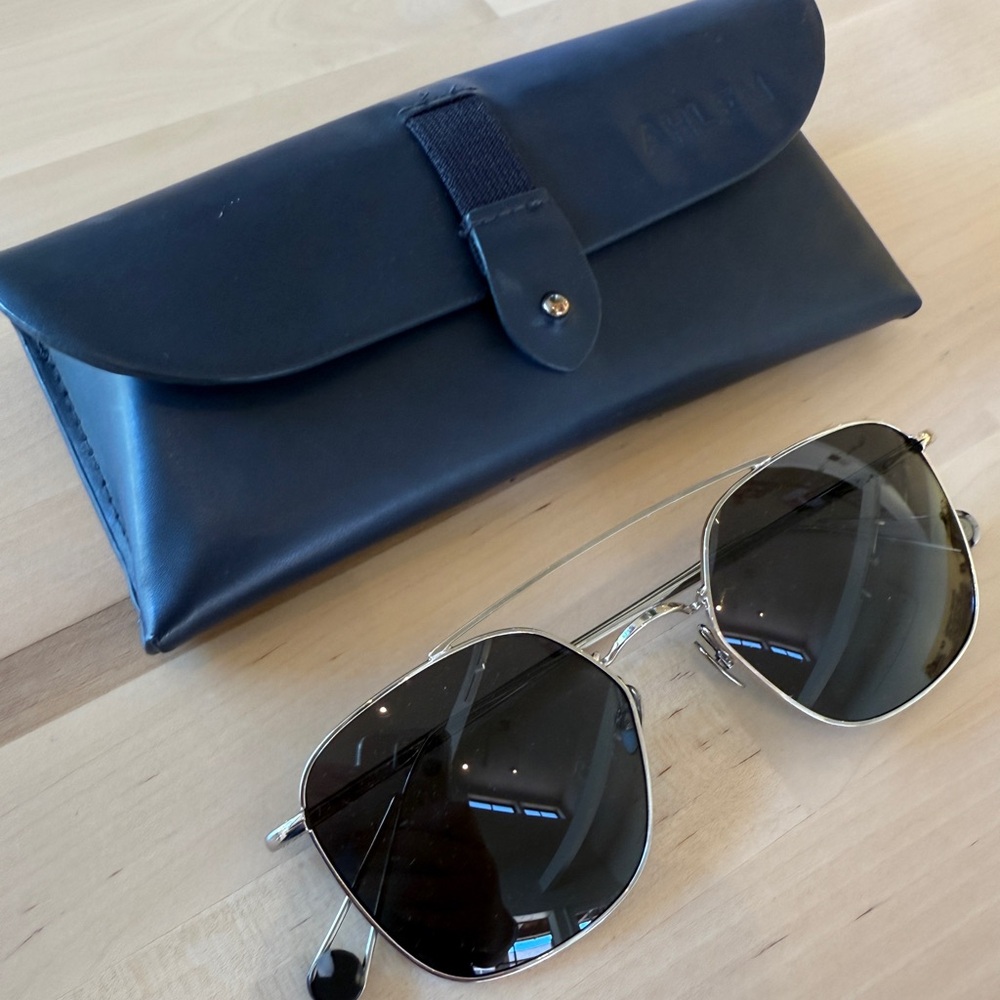Ahlem Concorde Aviator Polarized Sunglasses Unisex Luxury White Gold
